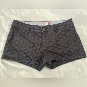 SO Women's Charcoal Eyelet High Waist Shorts